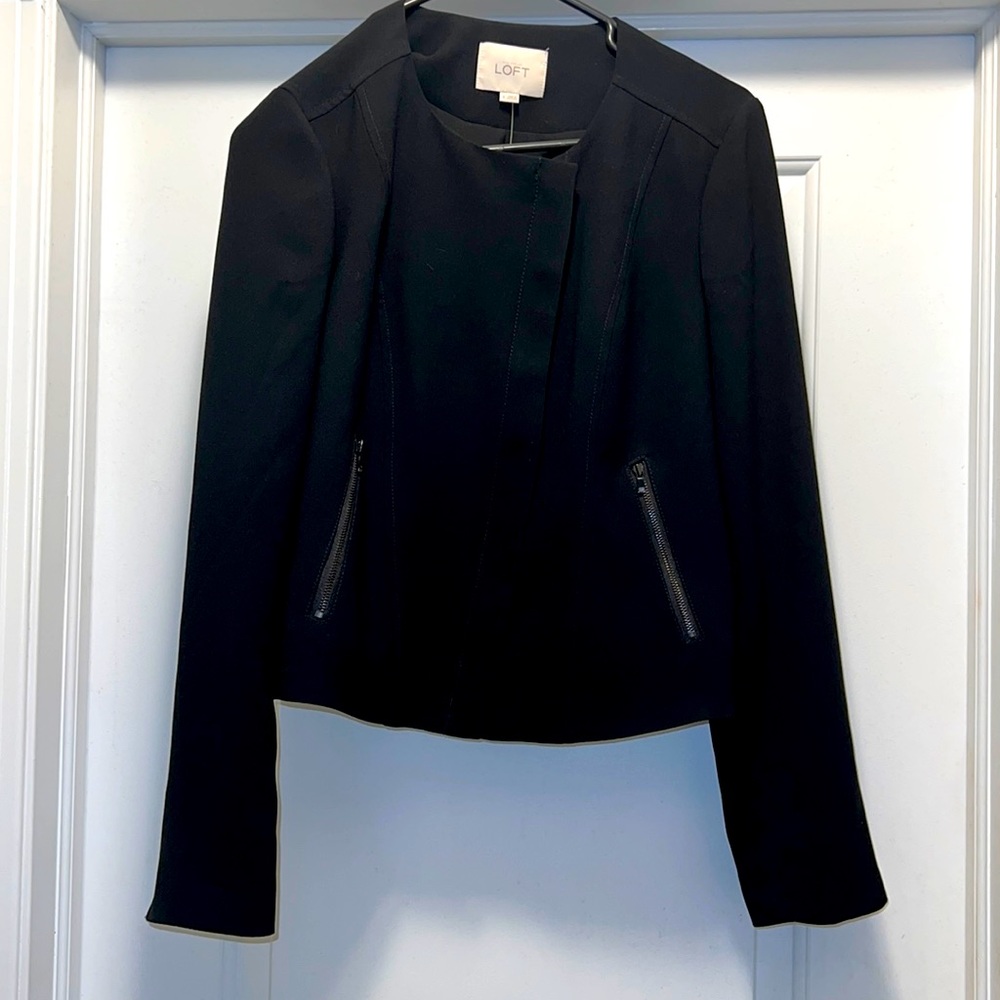 Womens Ann Taylor LOFT Black Blazer with Zipper